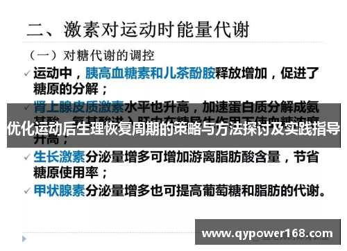 优化运动后生理恢复周期的策略与方法探讨及实践指导